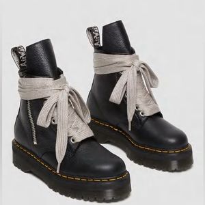Dr. Martens x Rick Owen’s Black Ankle Boots with Cream Laces